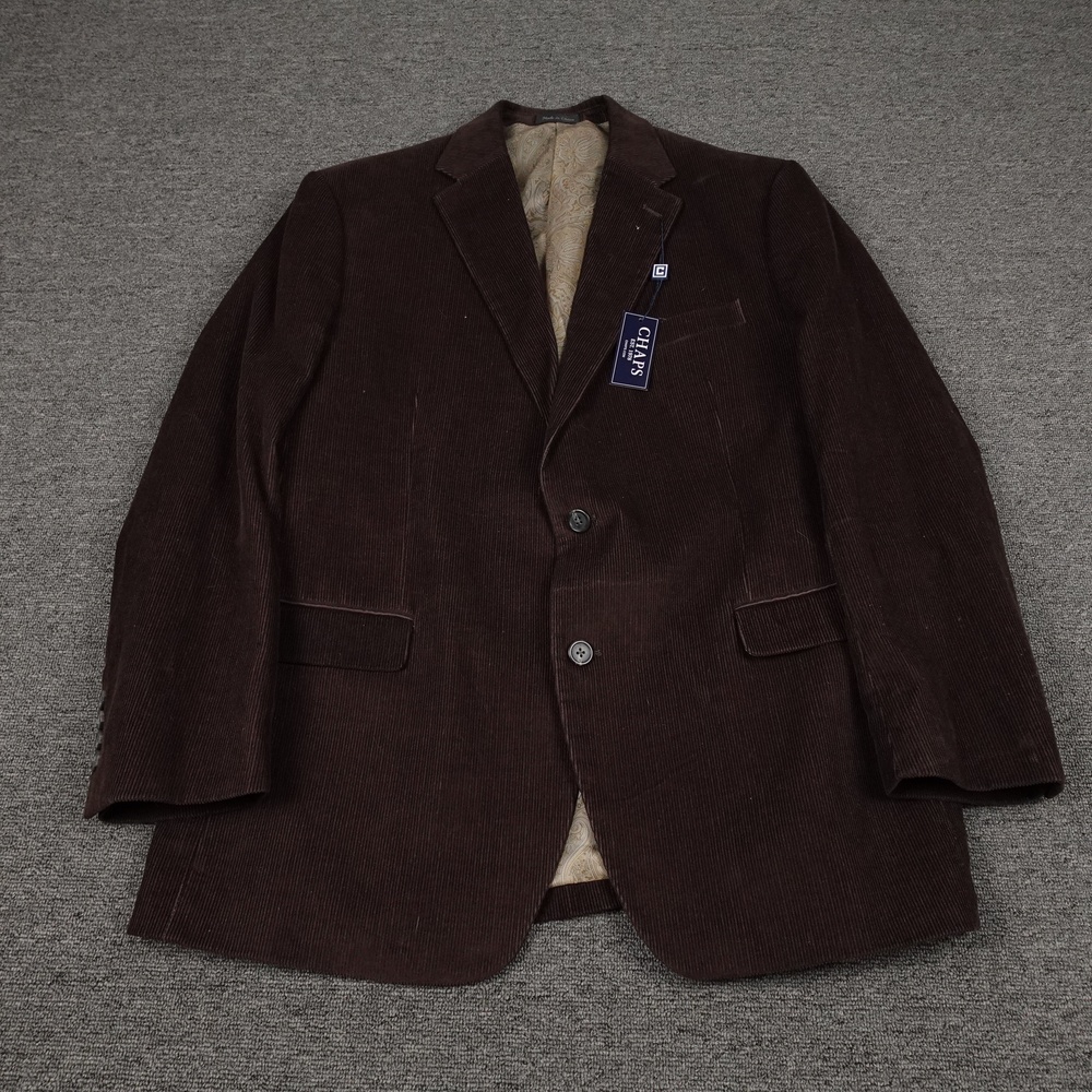 Chaps Blazer Mens 44R Brown Corduroy Suit Jacket 2 Button Sport Coat Business